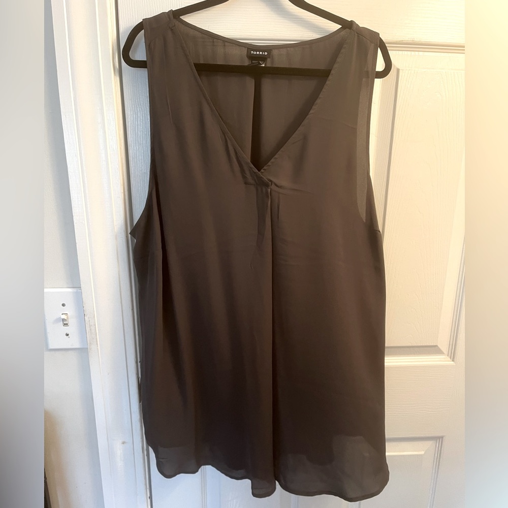 Dark gray, sheer tank